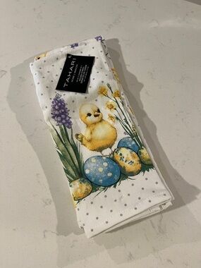 Tahari Yellow Chick & Blue Egg Cotton Tea Towel